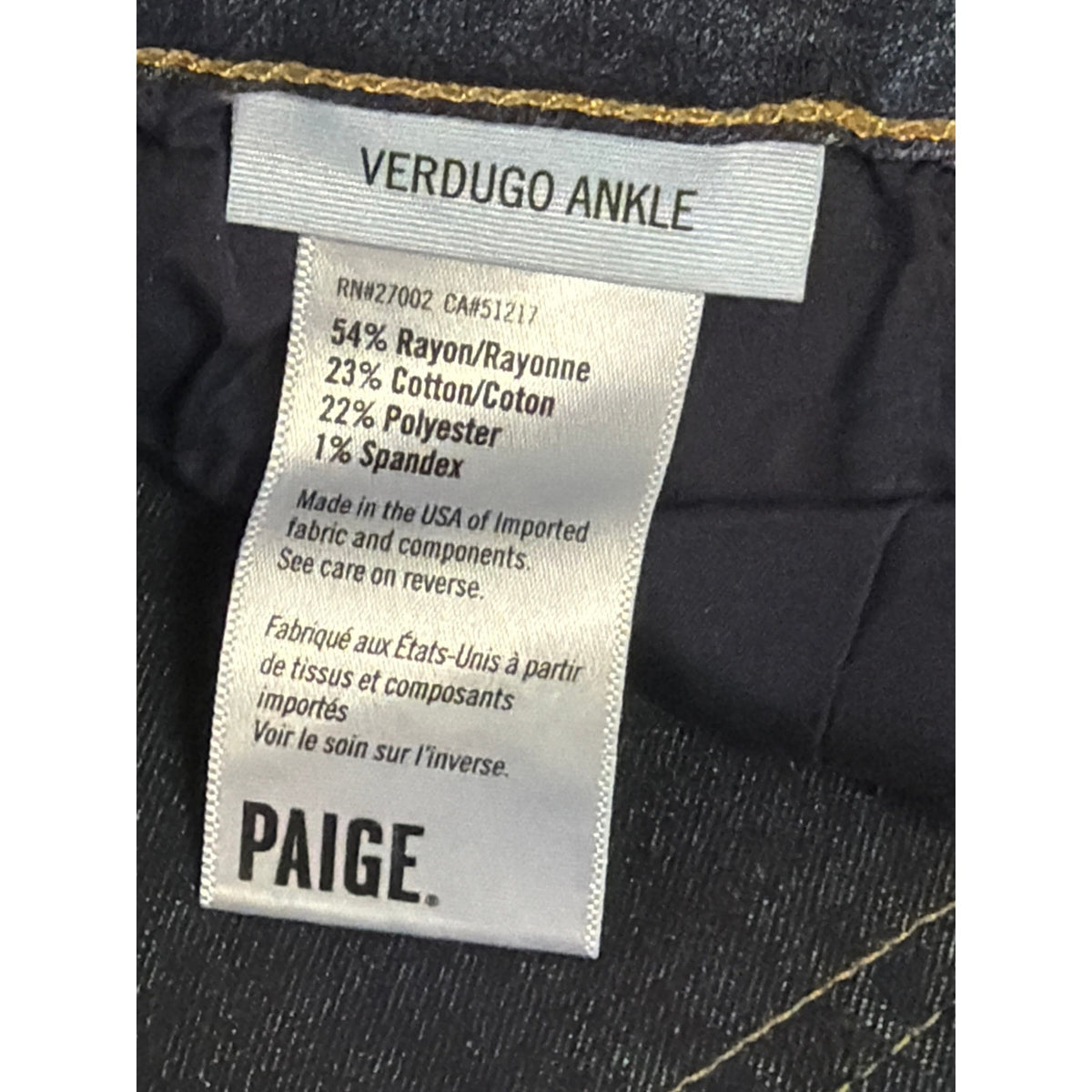 PAIGE Verdugo Ankle Mid Rise Slim Jean Dark Wash Size 29