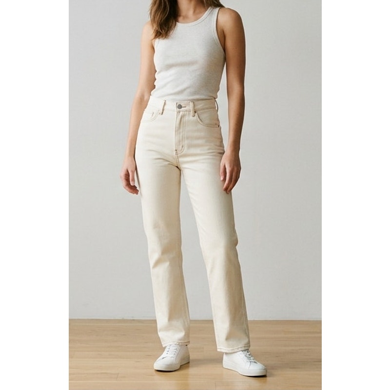Good American Good 90’s Icon Straight Leg Jeans - Size 8 - Bone White -