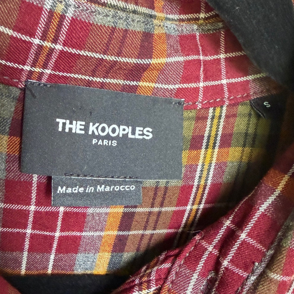 The Kooples Women’s Small Plaid Distressed Flannel Shirt Raw Hem Multi-Color EUC