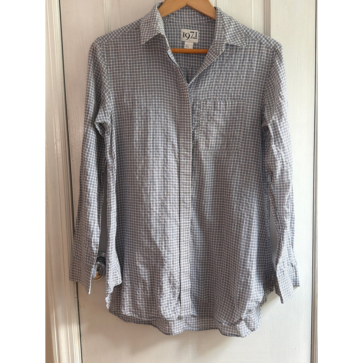 Rails Britt Plaid Cap Sleeve Button Down Shirt Rayon Red White Blue Medium M