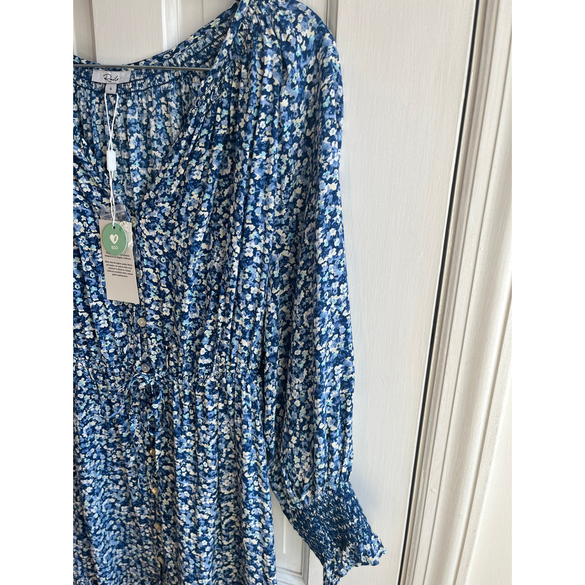 NWT RAILS Eliza Ice Chrysanthemum Blue Floral Button Down Dress - Size S