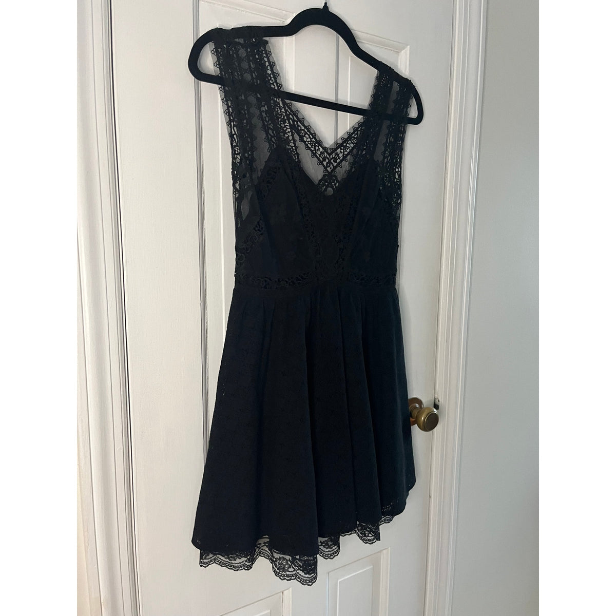 🖤 VTG Free People Black Lace Mini Dress Urban Outfitters Whimsigoth Y2K Sz 2