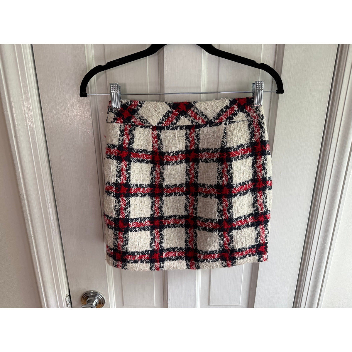 Title: Endless Rose Tweed Plaid Mini Skirt Red White Blue Size XXS EUC