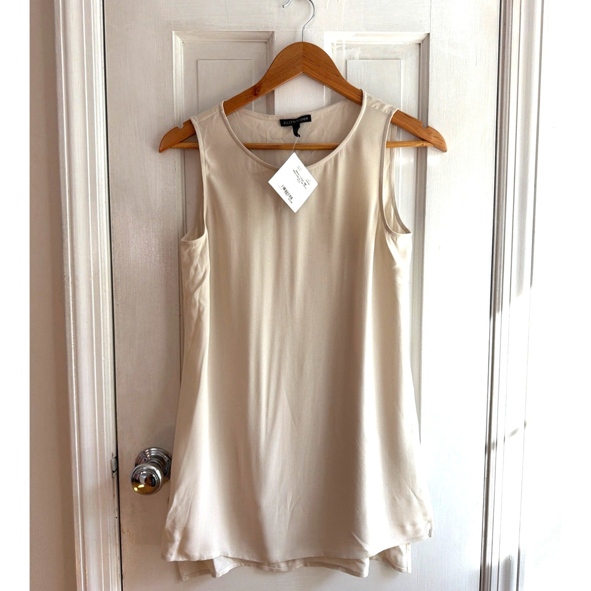 Eileen Fisher Green Linen Short Sleeve Button Front Boxy Top Size PS