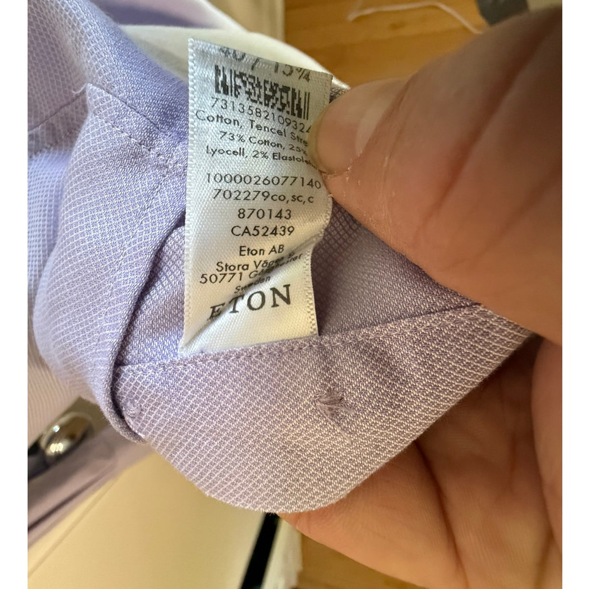 Eton Contemporary Fit Dress Shirt Men 40/15.5 Lavender Purple