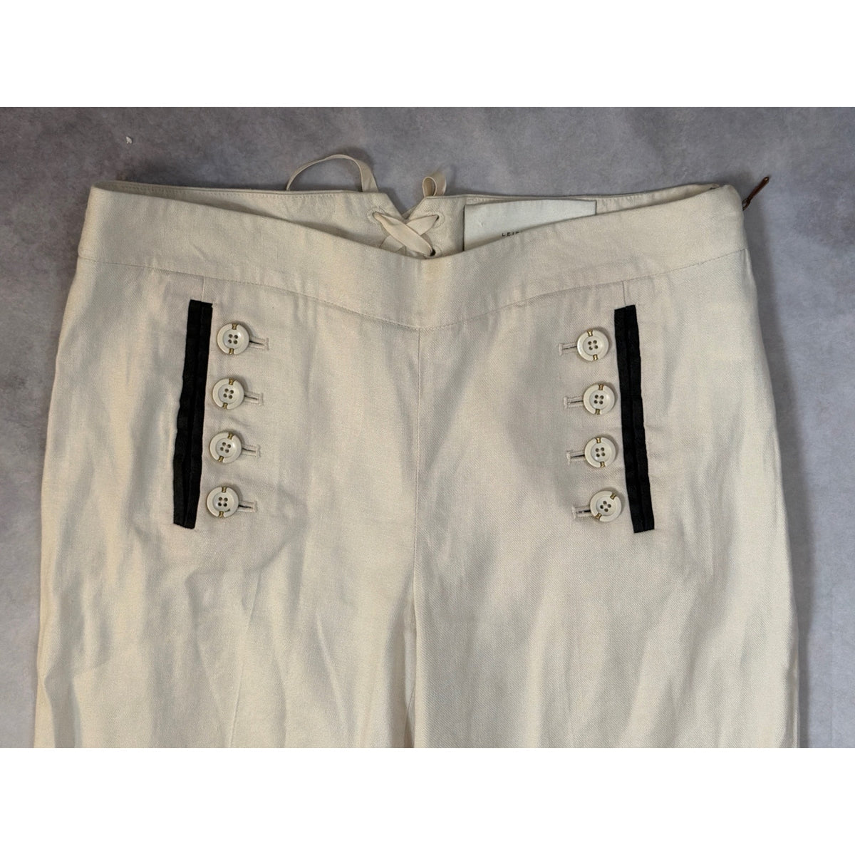 Leifsdottir Anthropologie Linen Sailor Wide Leg Pants Womens 4 Cream Colorblock