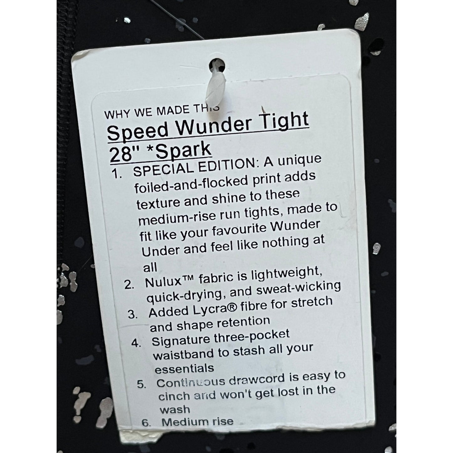 🖤 NWT Lululemon Speed Wunder Tight 28" Spark Black Silver Special Edition Sz 2