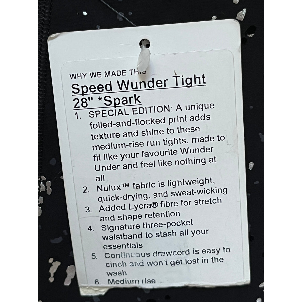 🖤 NWT Lululemon Speed Wunder Tight 28" Spark Black Silver Special Edition Sz 2