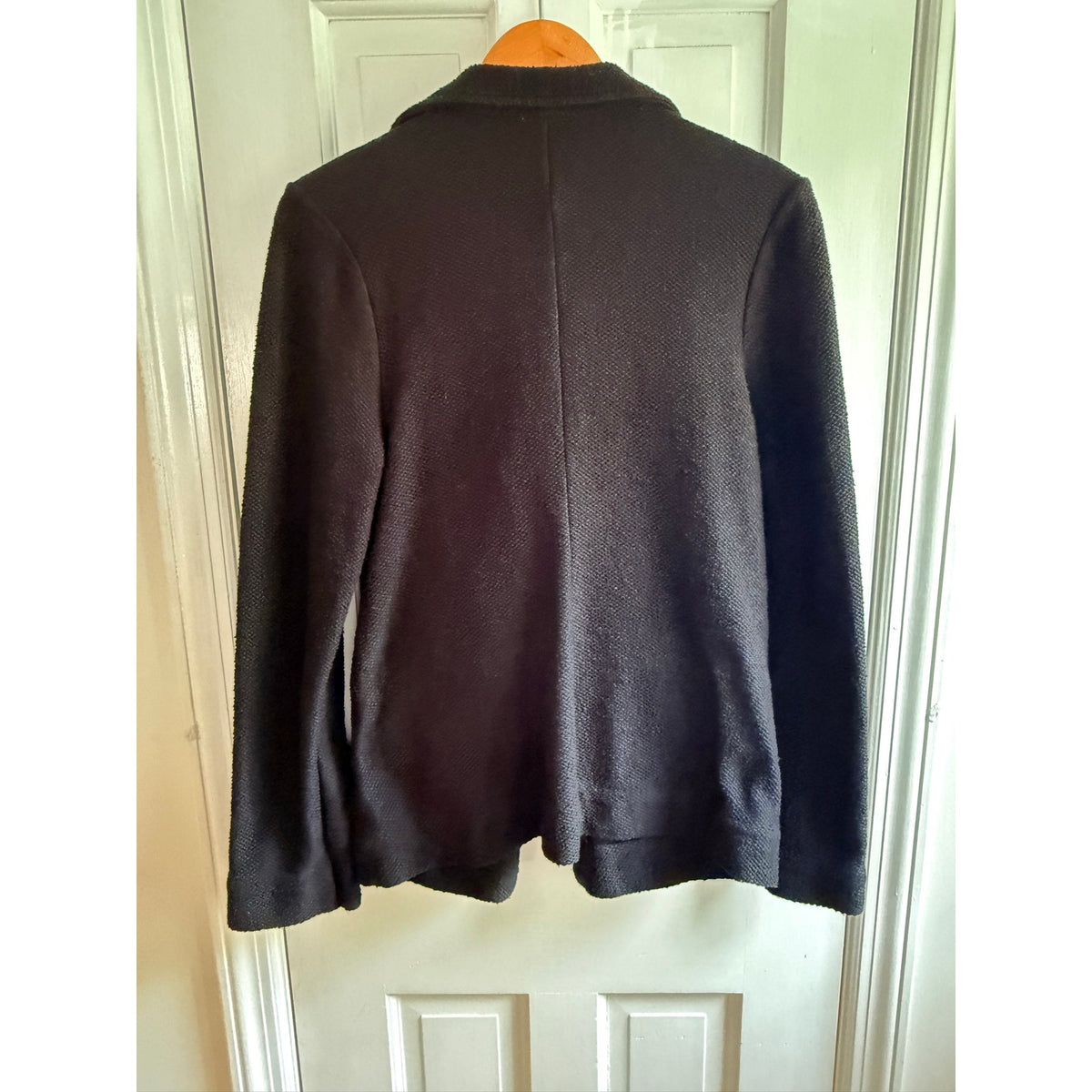 Maeve Anthropologie Black Blazer Jacket Womens Small S Knit Gold Button EUC