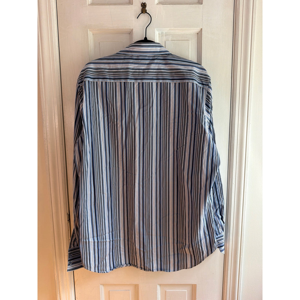 Robert Graham Classic Fit Blue Striped Long Sleeve Button-Down Shirt, Size Large 