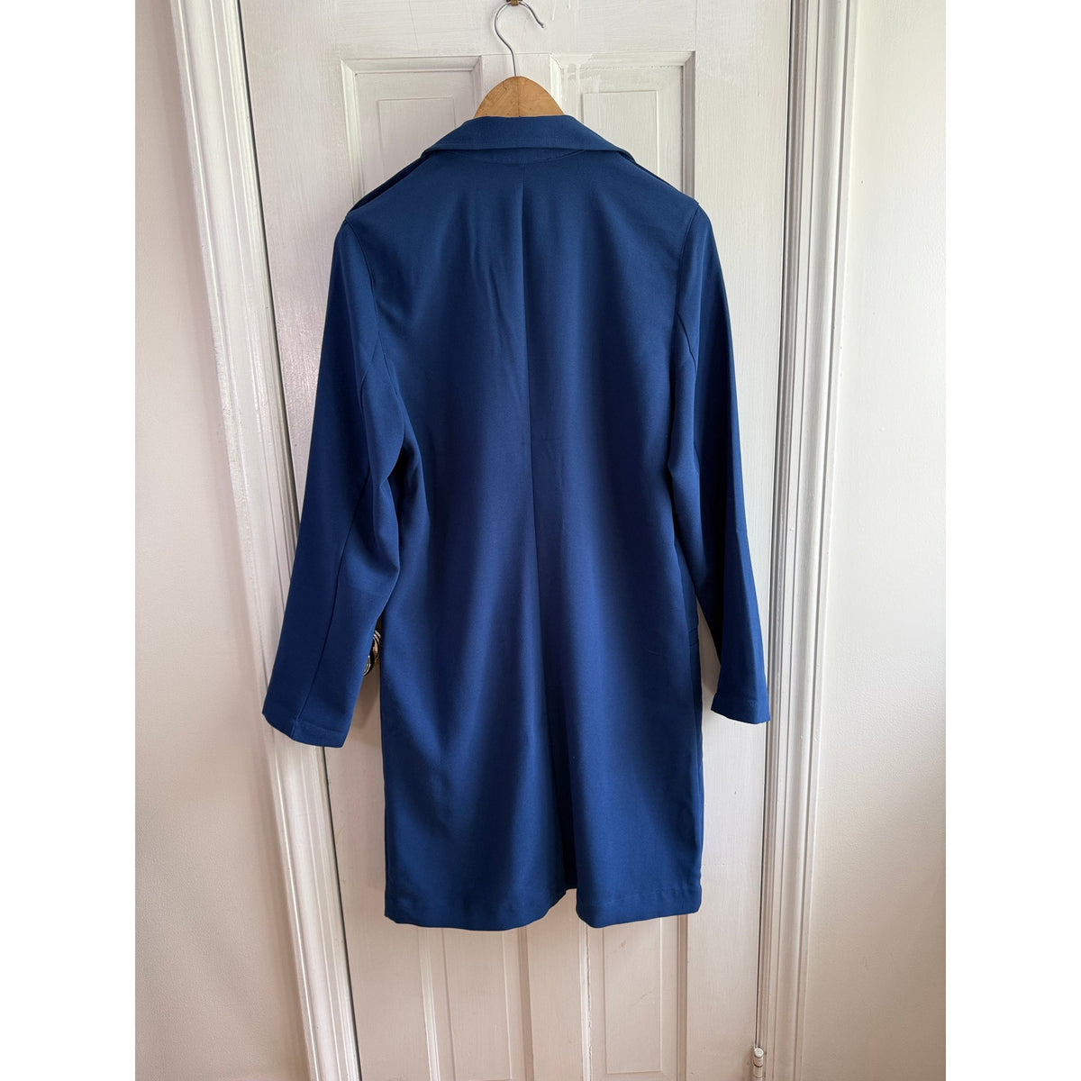 Leith Royal Blue Open Front Trench Coat - Lightweight Duster - Size Small - EUC