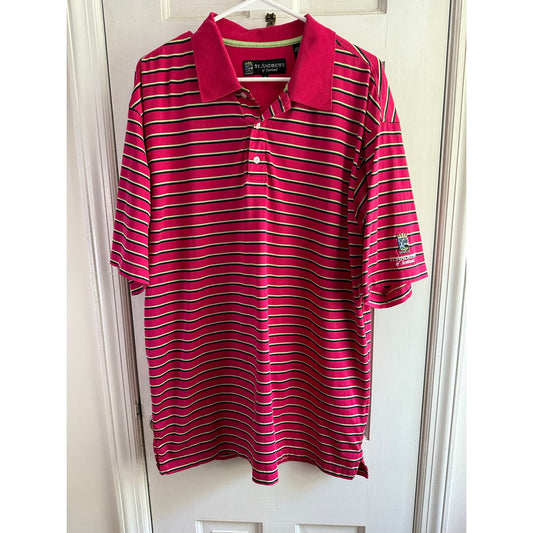 Vintage St Andrews Scotland Golf Polo Shirt Men’s Large Striped Pink EUC