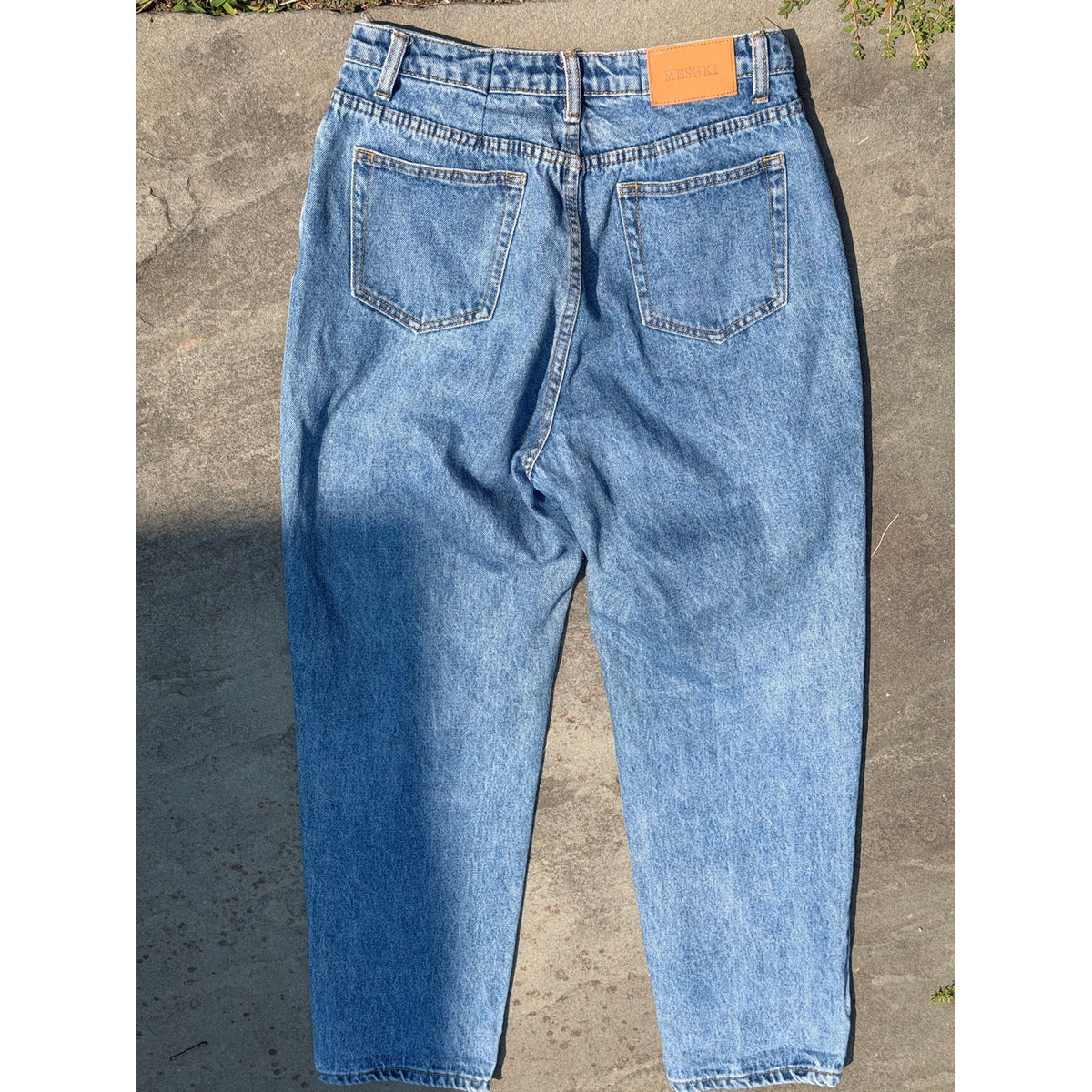 Meshki Denim High Waisted Straight Leg Light Wash Jeans Size 12