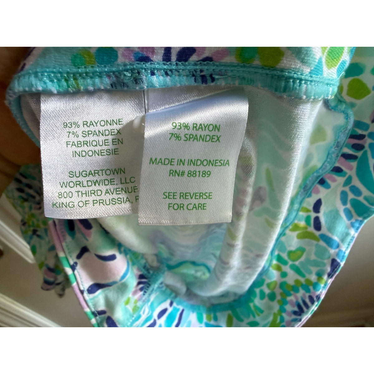 Lilly Pulitzer Rikki Strapless Romper Blue Green Mosaic Print XXS EUC