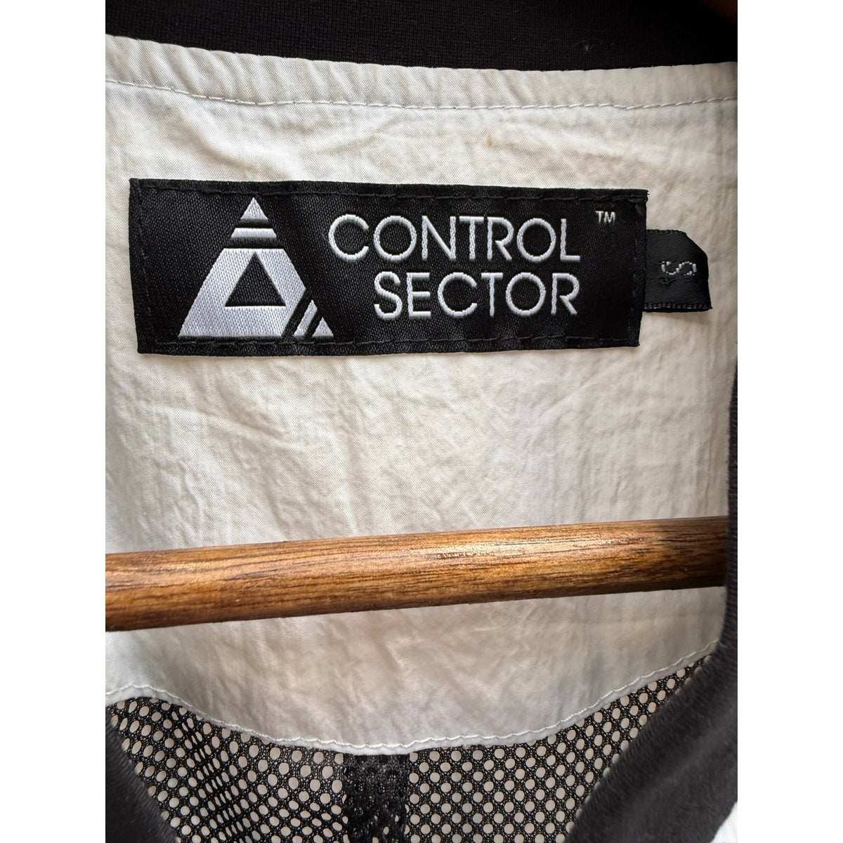 Vintage Control Sector Windbreaker Mens Large White Graphic Print FullZip
