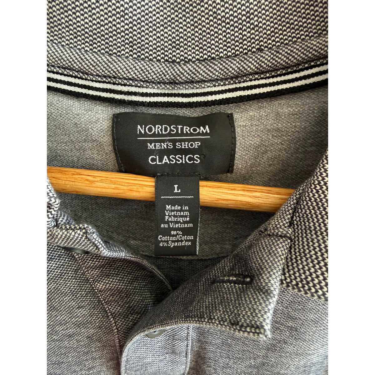 Nordstrom Men's Shop Grey Polo Shirt Short Sleeve Classic Fit - Size Large EUC