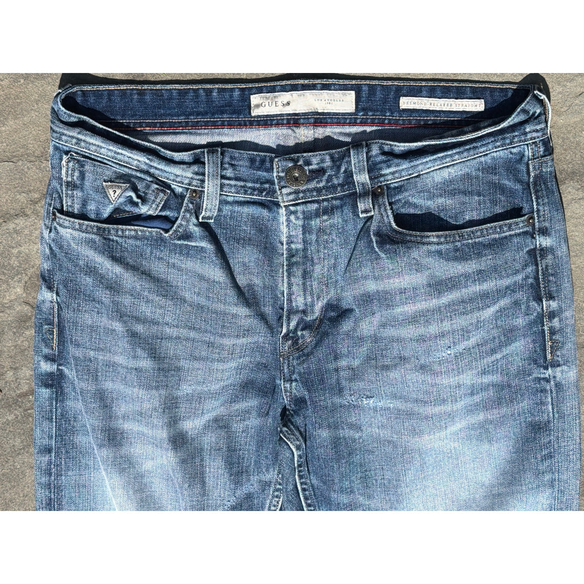 Guess Desmond Relaxed Straight Jeans Mens Size 34 Blue Denim Pants 34x32