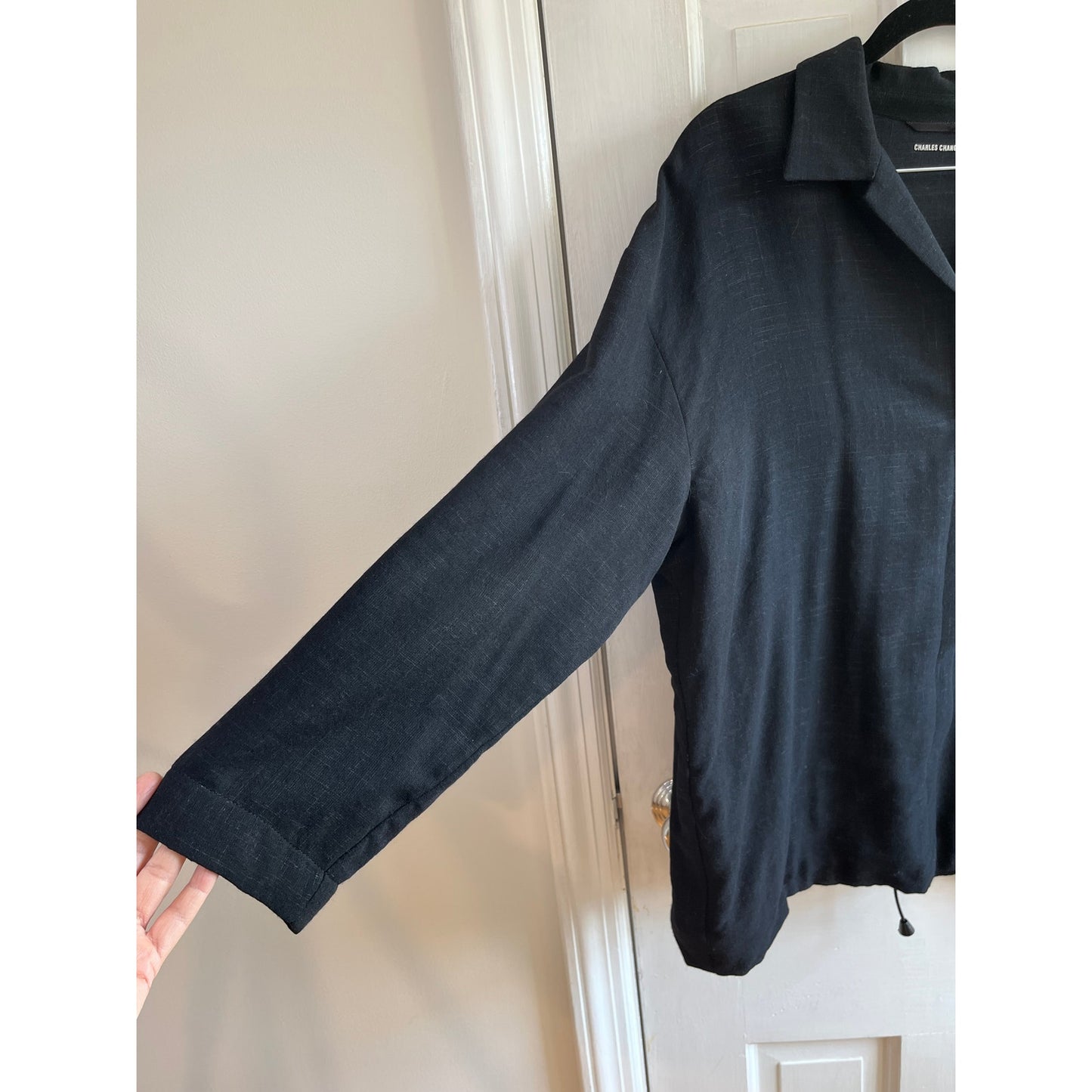 Charles Chang-Lima Vintage Wool Blend Snap Front Jacket Grey Hatch M/L