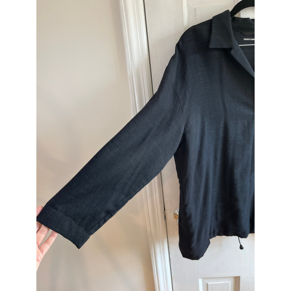 Charles Chang-Lima Vintage Wool Blend Snap Front Jacket Grey Hatch M/L