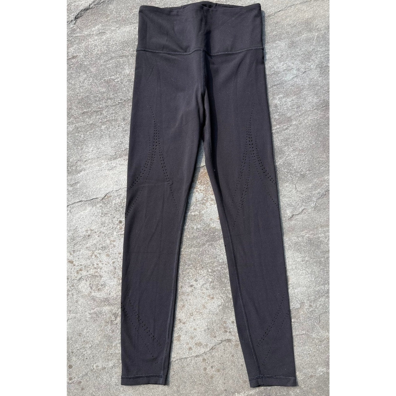 Athleta Elation Lasercut High Rise 7/8 Tight Black Leggings Size XS EUC