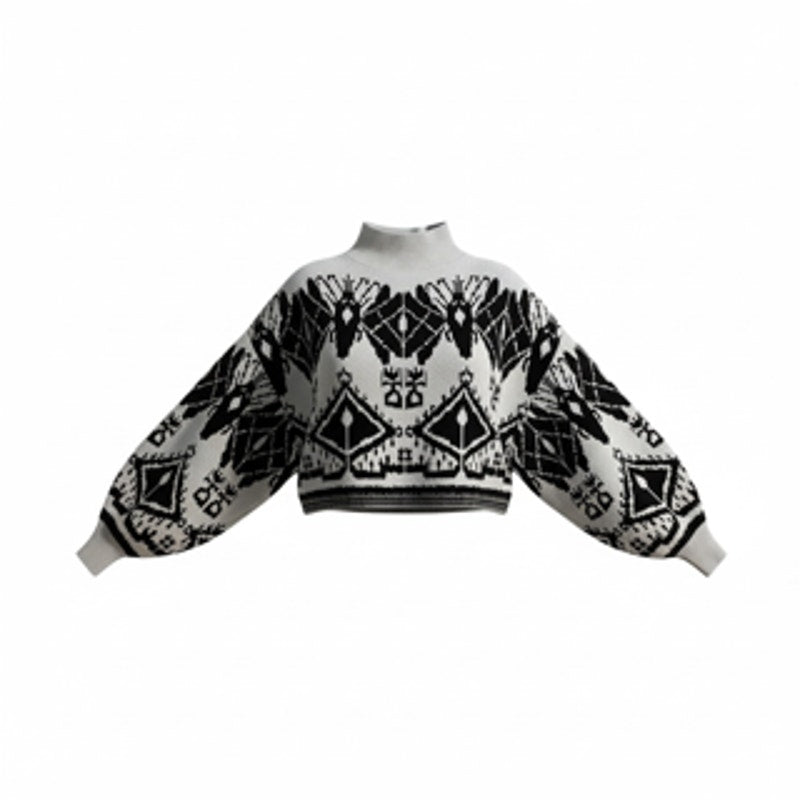 Caballero Cropped Maeva Ikat Tapestry Sweater -- Size XS