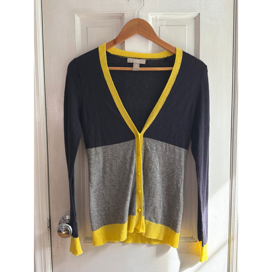 Banana Republic Italian Yarn Alpaca Wool Blend Colorblock Cardigan Sweater XS