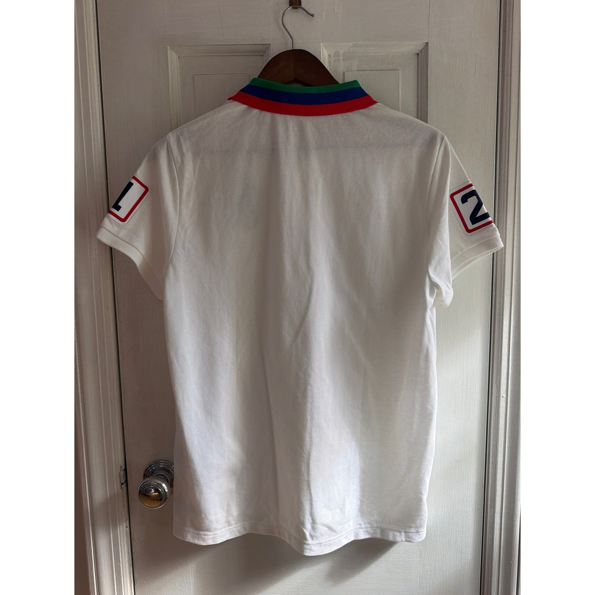 Polo Ralph Lauren US Open Big Pony Tennis Polo Shirt White Multicolor Collar Med