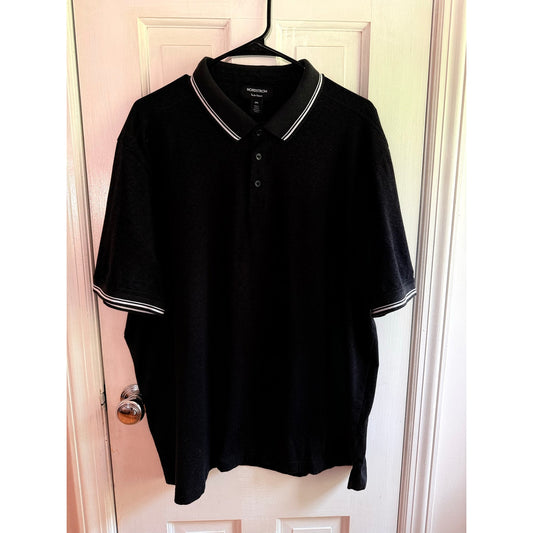 Nordstrom Tech-Smart Polo Shirt Mens XXL Black White Striped Performance EUC