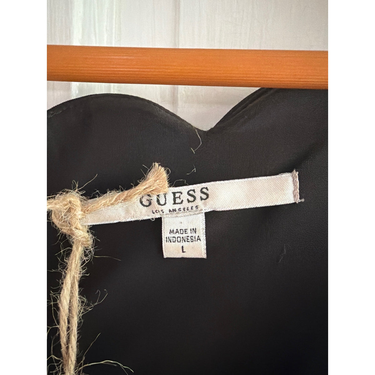 GUESS Los Angeles Black Scalloped Neck Sleeveless Bodycon Mini Dress Large