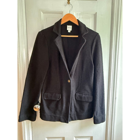 Maeve Anthropologie Black Blazer Jacket Womens Small S Knit Gold Button EUC