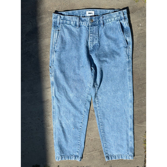 Obey Light Wash Denim Carpenter Pants Mens Size 30 Relaxed Skate Workwear Jeans