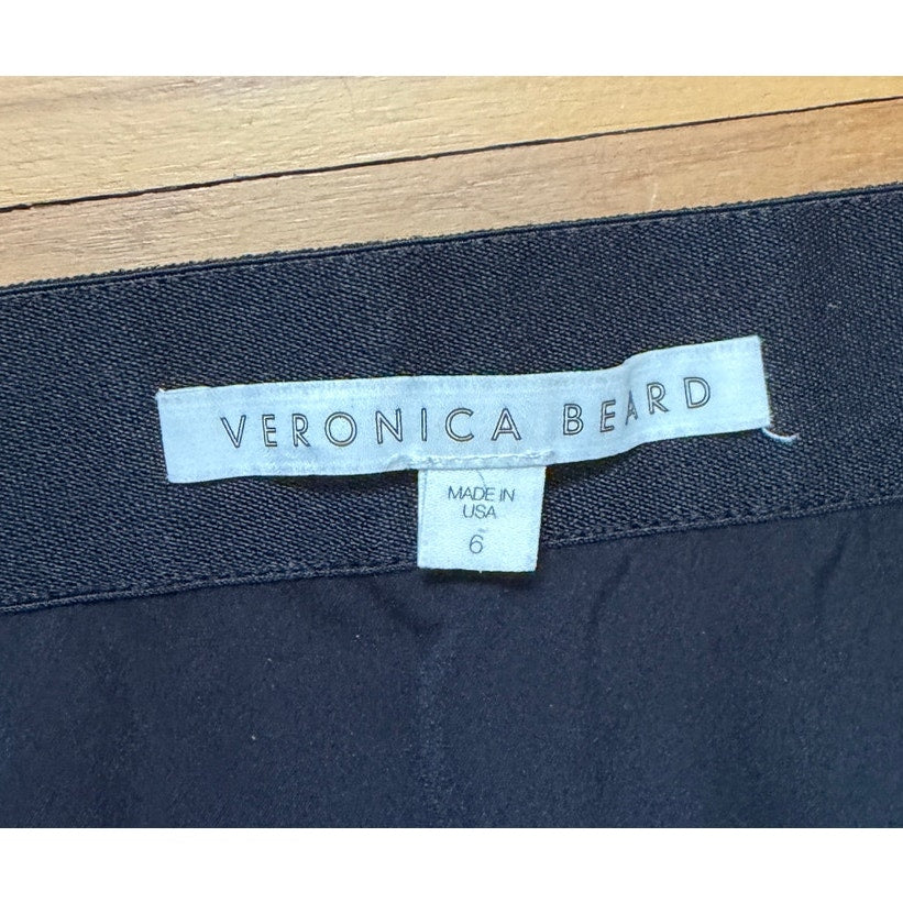 Veronica Beard Size 6 Navy Blue Scuba Stretch Slim Leg Pant Back Seam Zipper EUC
