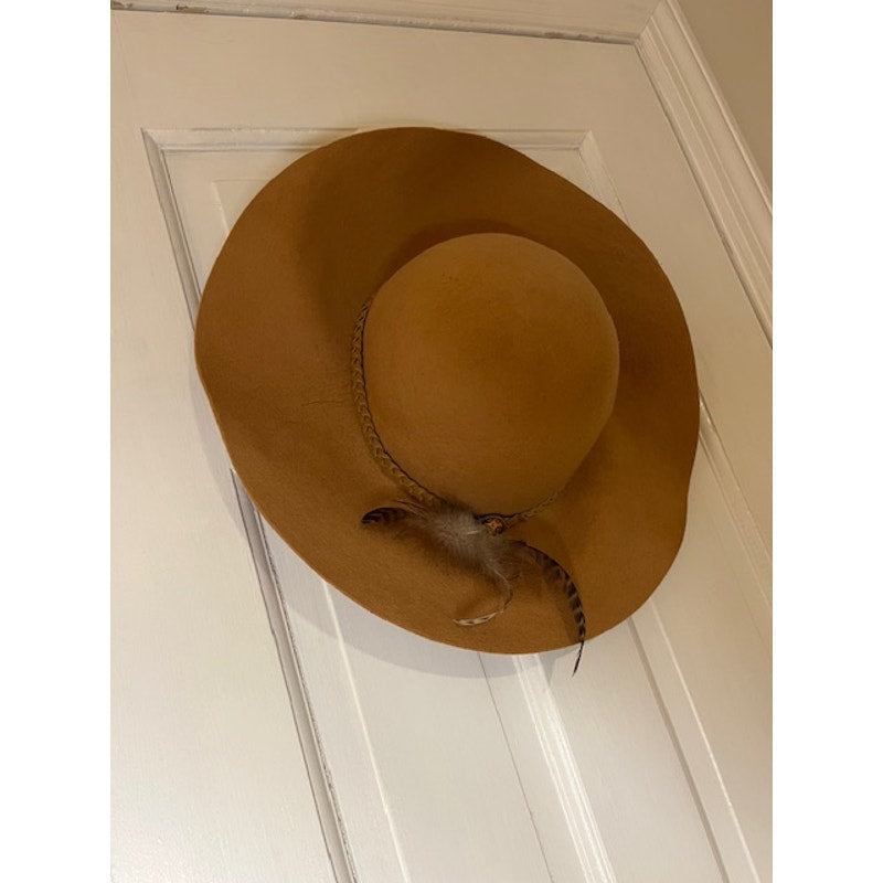 Vintage Boho Chic Brown Hat with Feather