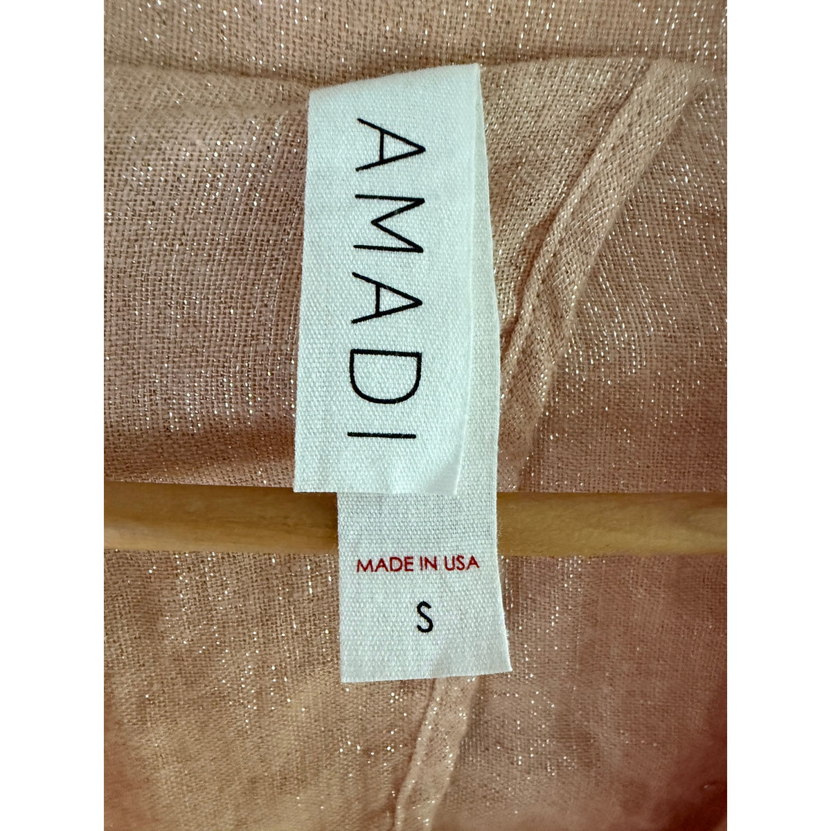 Amadi Peach Linen Blazer Small Double Breasted Shimmer Anthropologie