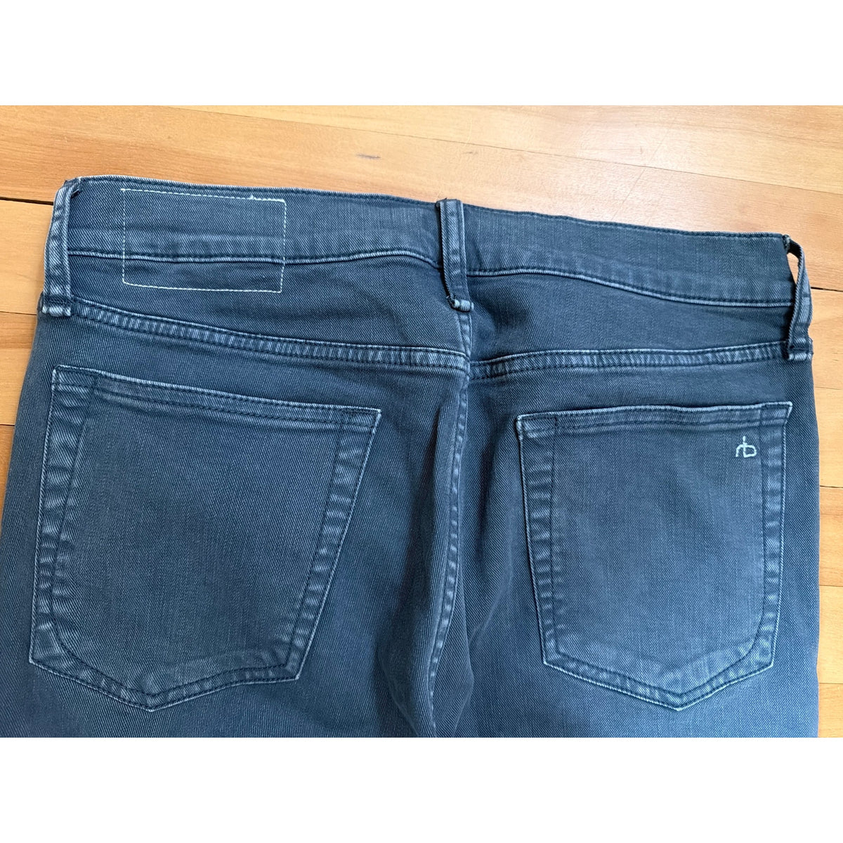 Rag & Bone Size 31x 32L Muted "Teal" Fit High Rise Gray Jeans