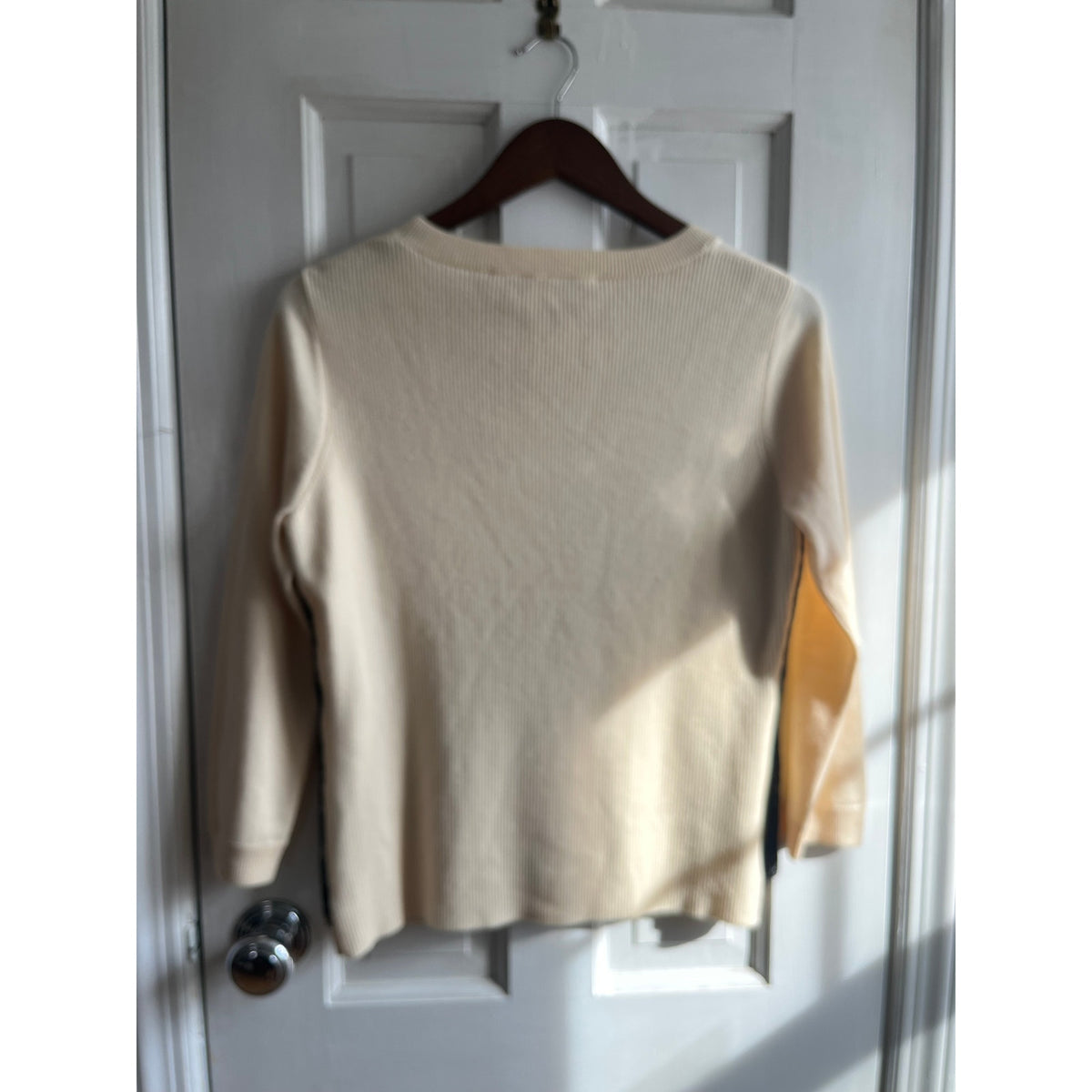 🕯️🕊️ DVF Diane von Furstenberg Ivory Wool Blend Lace Trim Sweater Size M/P