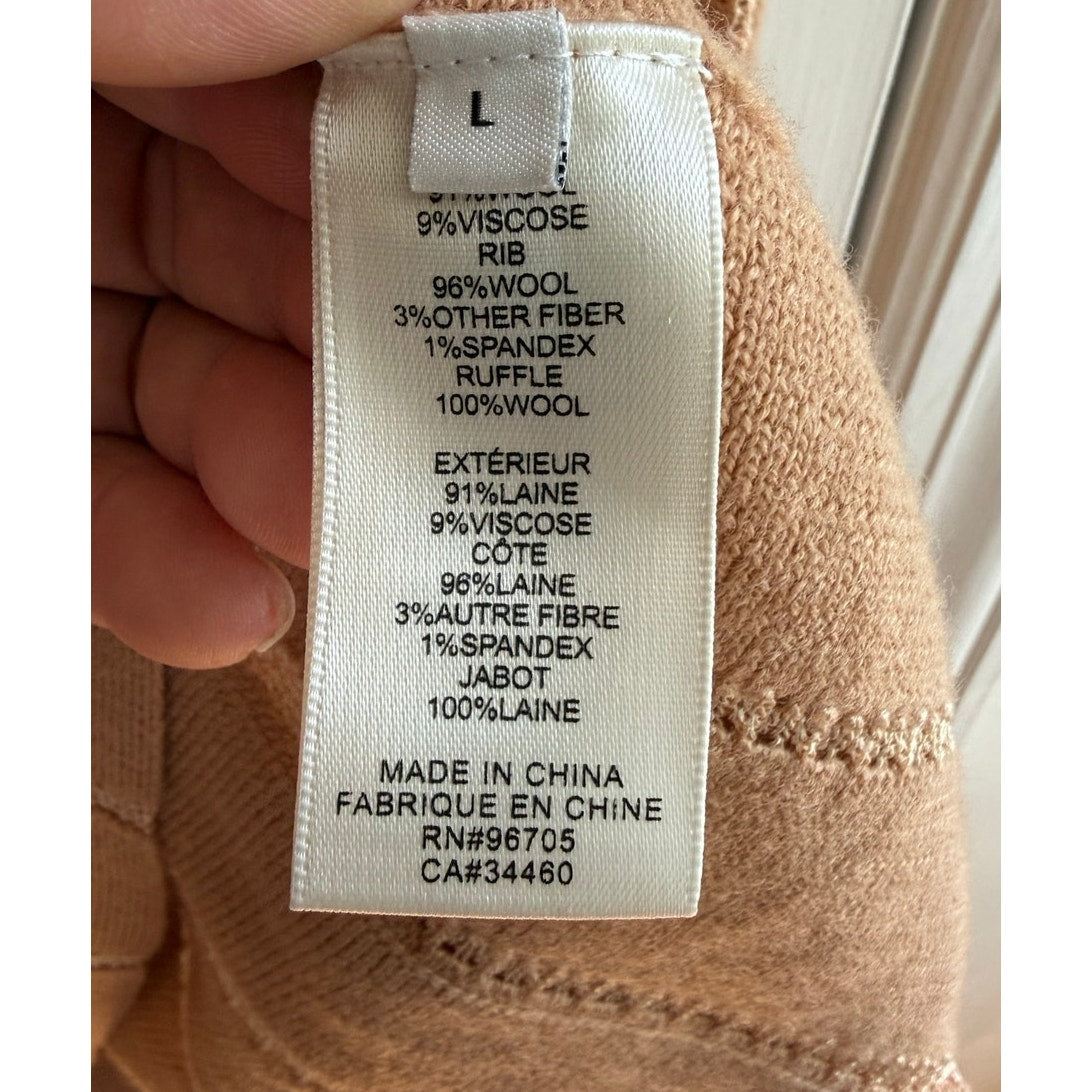 Rebecca Taylor Sweater Large L Camel Tan Brown Ribbed Knit Wool Pullover