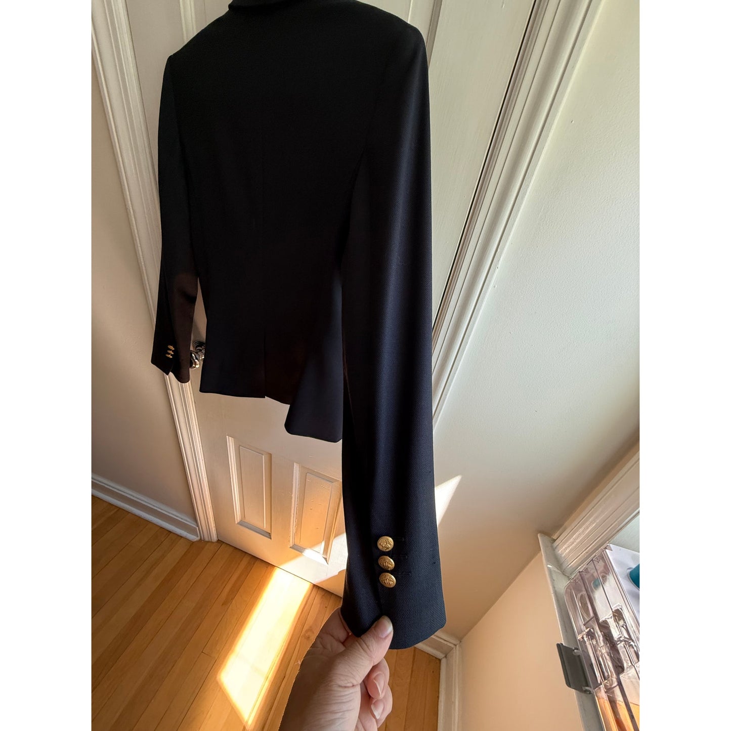 Brooks Brothers Red Fleece Blazer Womens 6 Navy Blue Gold Button Wool Blend EUC