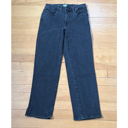 Good American Size 8/29 Black Straight Leg Mid Rise Jeans