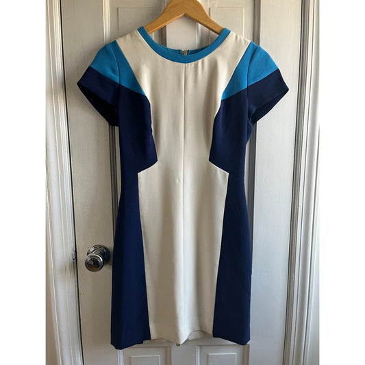 Club Monaco Colorblock Sheath Dress 👗 Blue White Navy Size 4