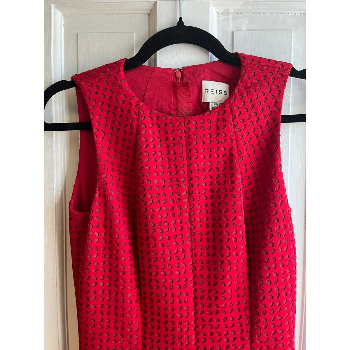 ❤️ Stunning REISS "Pinot" Red Laser-Cut Fit & Flare Dress – Size US 2