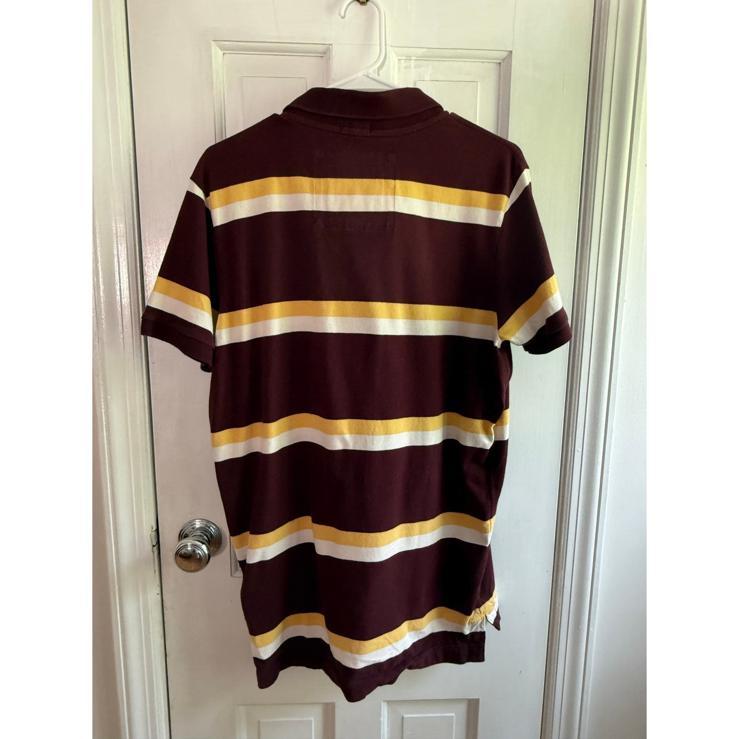Vintage Abercrombie Fitch Muscle Polo Shirt XL Brown Yellow White Striped Y2K 90s