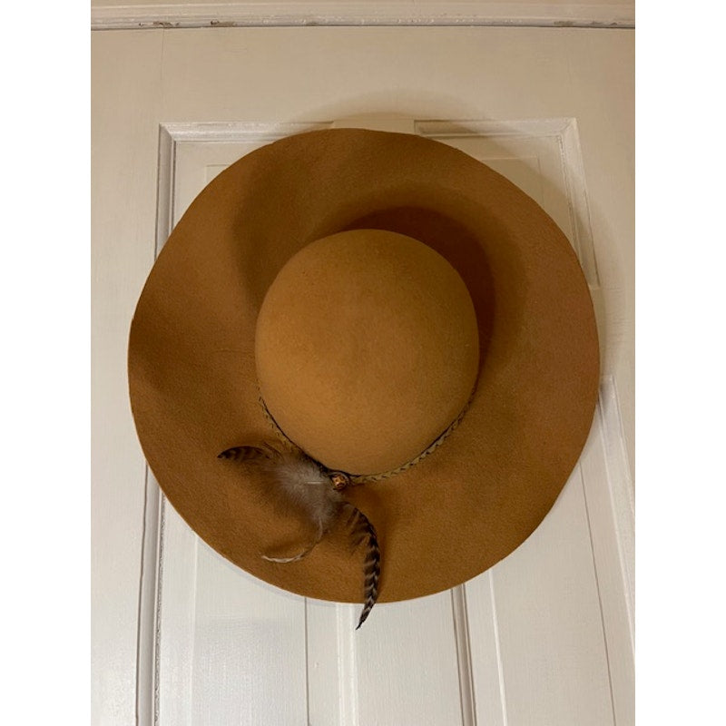 Vintage Boho Chic Brown Hat with Feather