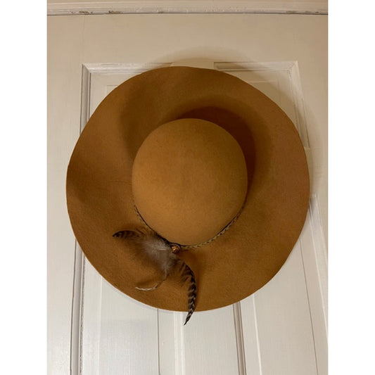 Vintage Boho Chic Brown Hat with Feather