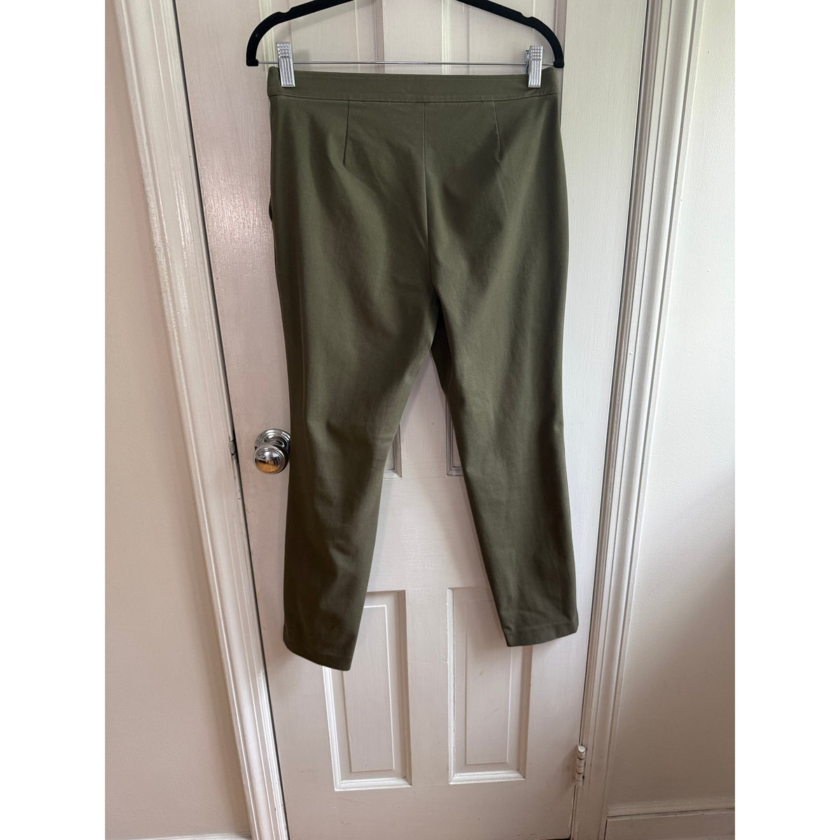Theory Olive Green Cropped Tailored Skinny Pants Size 6 | EUC Stretch Trousers