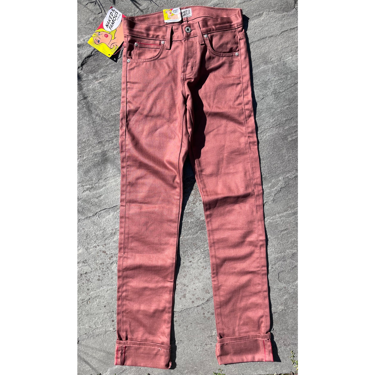 Naked & Famous Skinny Guy Rust Japanese Selvedge Chino Jeans Size 28x37 NWT