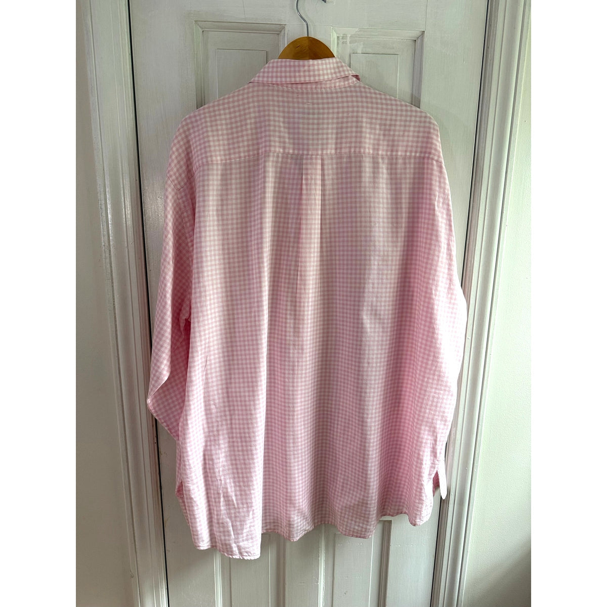 Peter Millar Button Down Shirt Mens XXL Pink White Gingham Check Long Sleeve 2XL