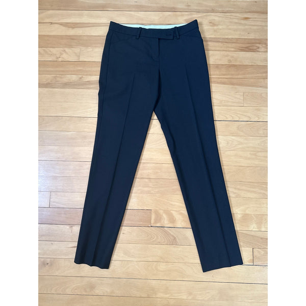 Theory Arlene Black Wool Trousers Size 0 Slim Straight Crop Dress Pants EUC