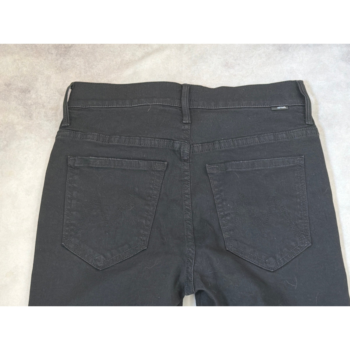 MOTHER The Insider Crop Step Fray Jeans High Rise Black Denim 27