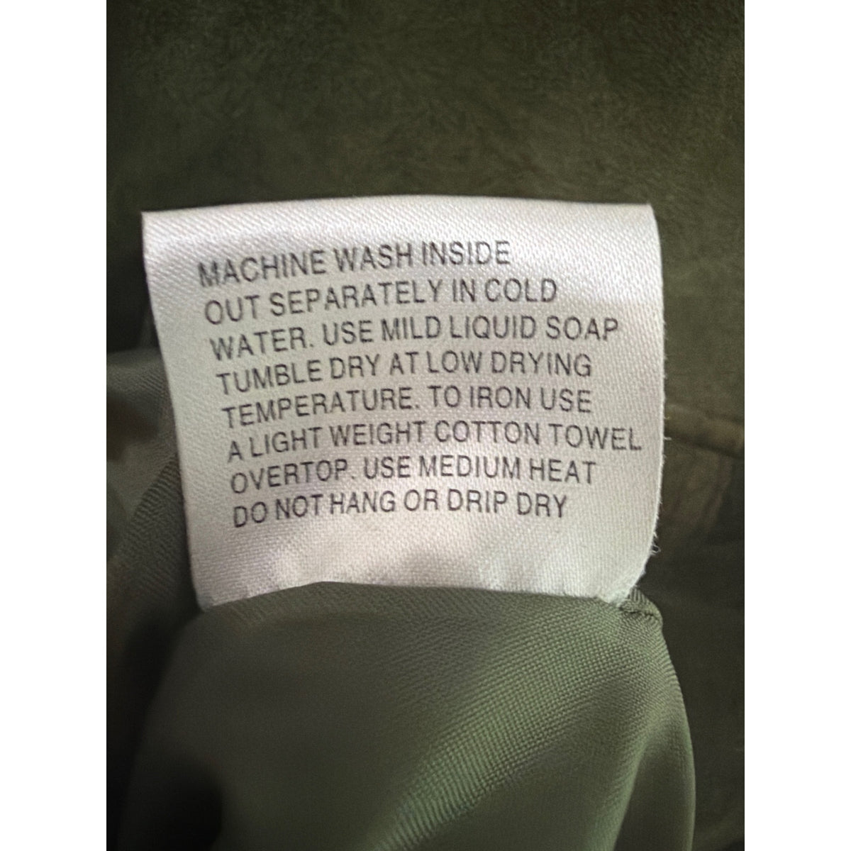 Vintage Marc Baxis Jacket Womens Small Green Genuine Suede Ruffle Trim Military